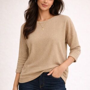 Charming Charlie Tan Crew Neck Sweater